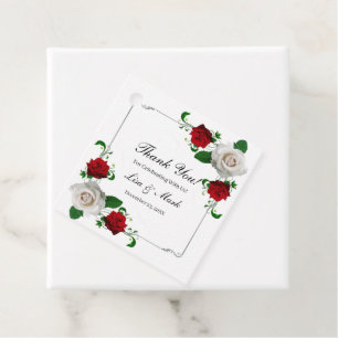 Weihnachtsfeiern in Rot und Weiß-Rose Geschenkanhänger