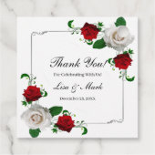 Weihnachtsfeiern in Rot und Weiß-Rose Geschenkanhänger (Rückseite)