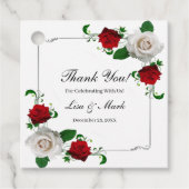 Weihnachtsfeiern in Rot und Weiß-Rose Geschenkanhänger (Vorderseite)