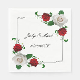 Weihnachtsfeiern in Rot und Weiß-Rose Serviette