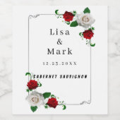 Weihnachtsfeiern in Rot und Weiß-Rose Weinetikett (Einzelnes Label)