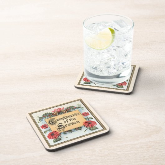 Weihnachtsfeiern in Verziertem Rahmen Getränkeuntersetzer (Rechte Seite)