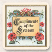 Weihnachtsfeiern in Verziertem Rahmen Getränkeuntersetzer (Vorderseite)