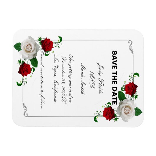 Weihnachtsfeiern mit Rosen und Weiß retten das Dat Magnet (Horizontal)