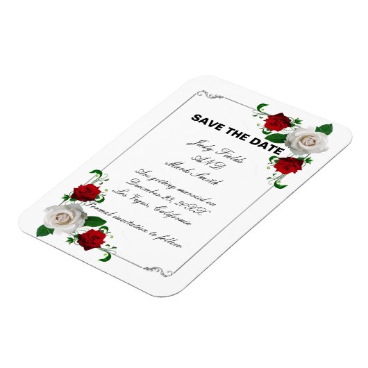 Weihnachtsfeiern mit Rosen und Weiß retten das Dat Magnet (Linke Seite)