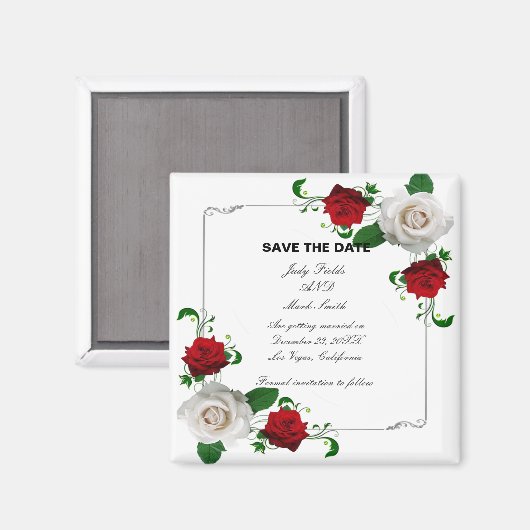 Weihnachtsfeiern mit Rosen und Weiß retten das Dat Magnet (Vorderseite/Rückseite)