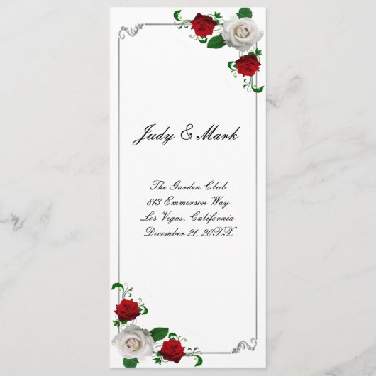 Weihnachtsfeiern mit Rosen und Weißrosen Menükarte (Rückseite)