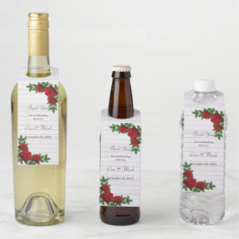 Weihnachtsfeiern mit rote Rosen und Kiefern Flaschenanhänger