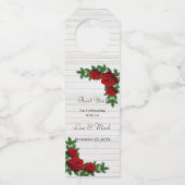 Weihnachtsfeiern mit rote Rosen und Kiefern Flaschenanhänger (Vorderseite)