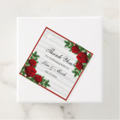 Weihnachtsfeiern mit rote Rosen und Kiefern Geschenkanhänger (Beispiel)