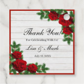 Weihnachtsfeiern mit rote Rosen und Kiefern Geschenkanhänger (Rückseite)