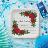 Weihnachtsfeiern mit rote Rosen und Kiefern Pappteller (Party)