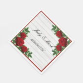 Weihnachtsfeiern mit rote Rosen und Kiefern Serviette (Ecke)