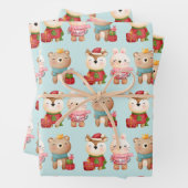 Weihnachtsfeiern - Rentierbär und Kaninchenmuster Geschenkpapier Set (Beispiel)