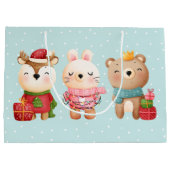 Weihnachtsfeiern - Rentiere, Bären und Kaninchen Große Geschenktüte (Rückseite)