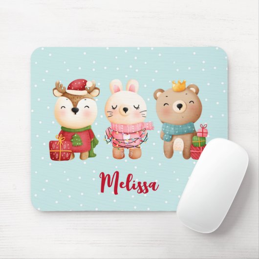 Weihnachtsfeiern - Rentiere, Bären und Kaninchen Mousepad (Mit Mouse)