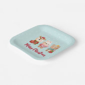 Weihnachtsfeiern - Rentiere, Bären und Kaninchen Pappteller (Gewinkelt)