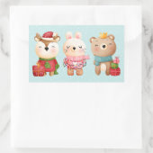 Weihnachtsfeiern - Rentiere, Bären und Kaninchen Rechteckiger Aufkleber (Tasche)