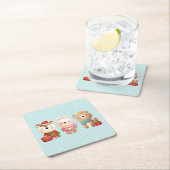 Weihnachtsfeiern - Rentiere, Bären und Kaninchen Rechteckiger Pappuntersetzer (Vor Ort)