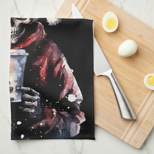 Weihnachtsfeiern Skelett Geschirrtuch (Viertel Falte)