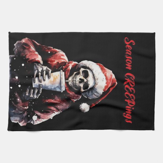 Weihnachtsfeiern Skelett Geschirrtuch (Horizontal)