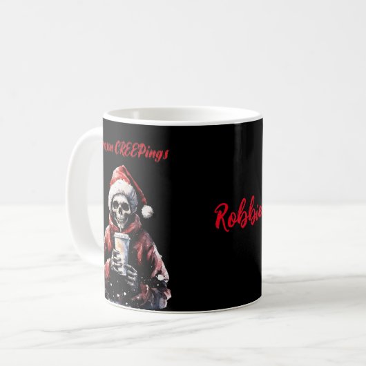 Weihnachtsfeiern Skelett Kaffeetasse (Vorderseite Links)