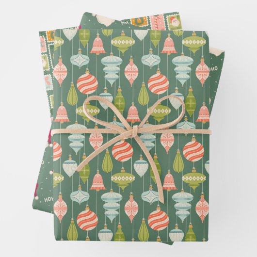 Weihnachtsfeiern, Weihnachtsfeiern und Briefmarke  Geschenkpapier Set (Beispiel)