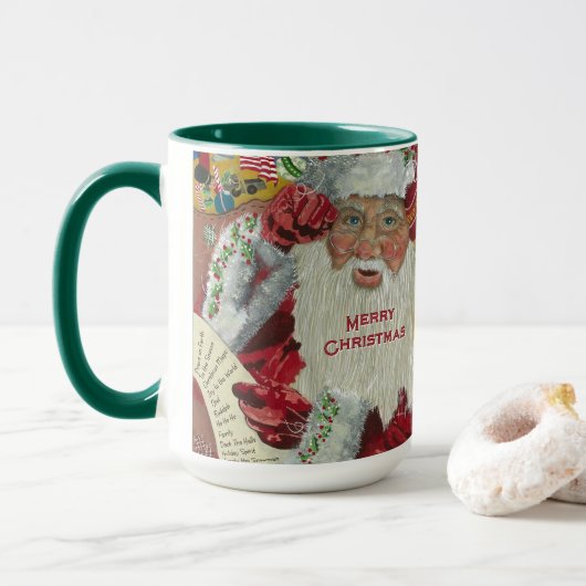 Weihnachtsfeiertag 15 oz Tasse zweimal grün prüfen (Mit Donut)
