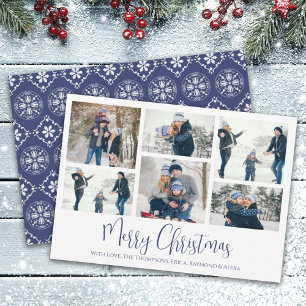 Weihnachtsfeiertag 6 Sechs Foto Navy Blauer Schnee Feiertagskarte
