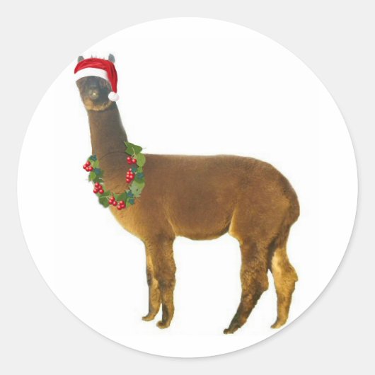 Weihnachtsfeiertag Alpaca Runder Aufkleber (Vorderseite)