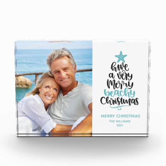 Weihnachtsfeiertag am Strand Fotoblock (Vorderseite)