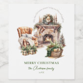Weihnachtsfeiertag Aquarell Personalisiertes Gesch Weinetikett (Einzelnes Label)