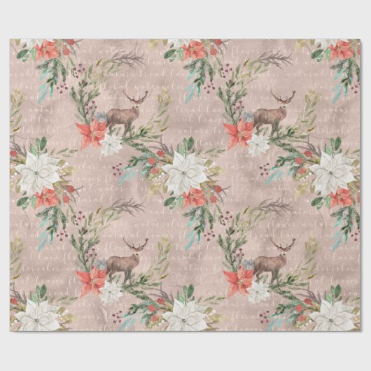 Weihnachtsfeiertag - Aquarell Rotwild u. Geschenkpapier (Flach)