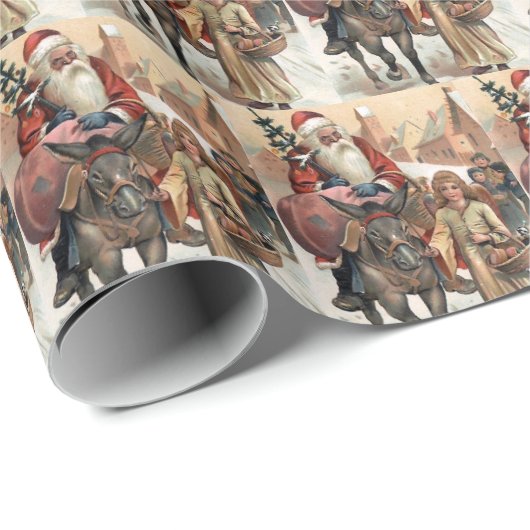 Weihnachtsfeiertag auf einem Esel gekachelt Geschenkpapier (Rolleneckpunkt)