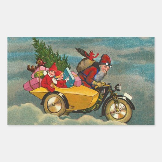 Weihnachtsfeiertag auf Motorrad-Rechteck Rechteckiger Aufkleber (Vorderseite)