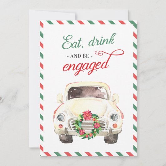 Weihnachtsfeiertag Auto Reisen Verlobung Hochzeit Einladung (Rückseite)