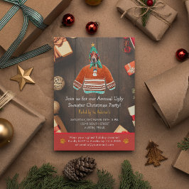 Weihnachtsfeiertag Basset Hound Ugly Sweater Party Einladung