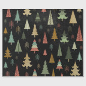 Weihnachtsfeiertag - Bäume auf Schwarzem Geschenkpapier (Flach)