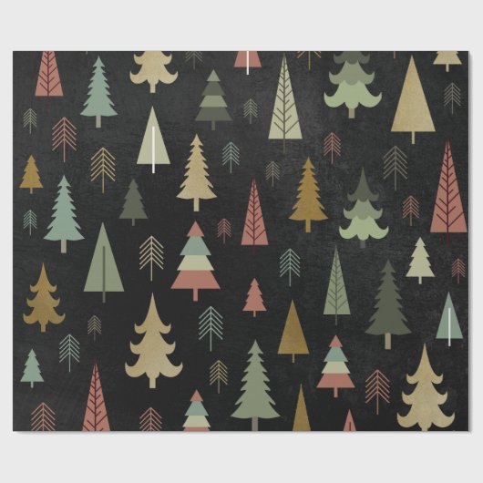 Weihnachtsfeiertag - Bäume auf Schwarzem Geschenkpapier (Flach)