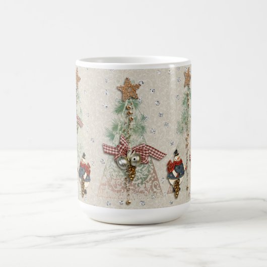 Weihnachtsfeiertag - Bäume u. Schneemänner Kaffeetasse (Mittel)