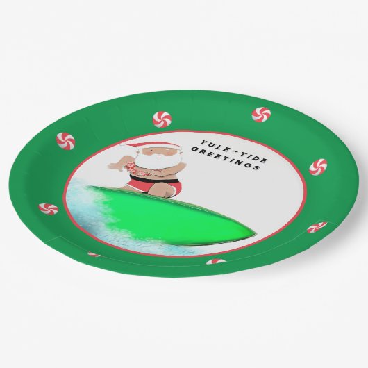 Weihnachtsfeiertag Beach Party Pappteller (Schrägansicht)