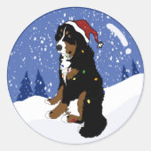 Weihnachtsfeiertag Bernese Mountain Dog Runder Aufkleber (Vorderseite)