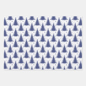 Weihnachtsfeiertag Blau Grüne Bäume Muster Glitzer Geschenkpapier Set (Vorderseite 3)
