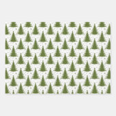 Weihnachtsfeiertag Blau Grüne Bäume Muster Glitzer Geschenkpapier Set (Vorderseite)