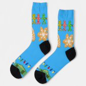 Weihnachtsfeiertag Blaue Lebkuchengeschenke Socken (Linkes Detail)