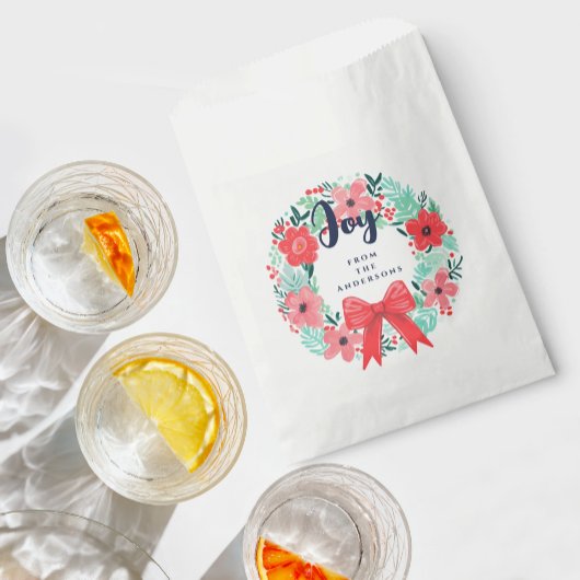 Weihnachtsfeiertag Blue Joy Red Floral Wreath Geschenktütchen