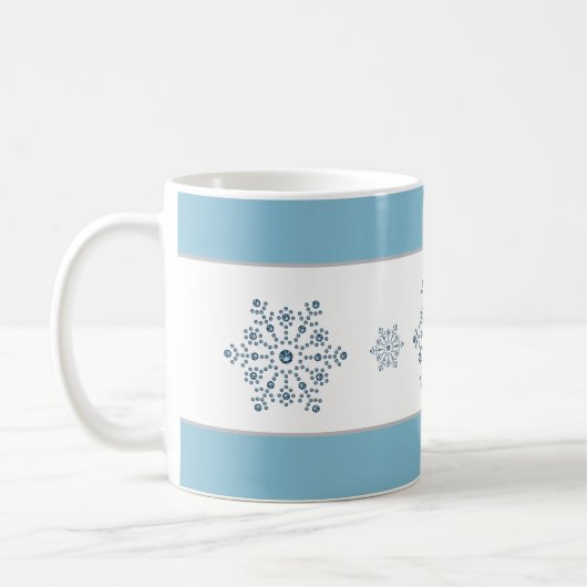 Weihnachtsfeiertag Blue Strip Schneeflocke Tasse (Links)