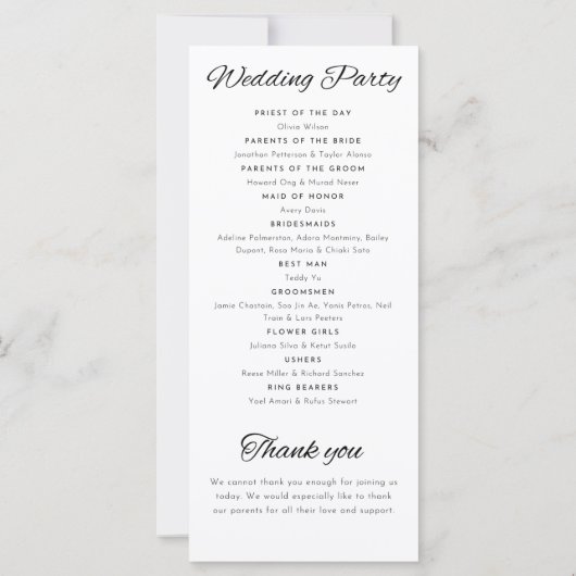 Weihnachtsfeiertag Blume Hochzeitsprogramm (Rückseite)