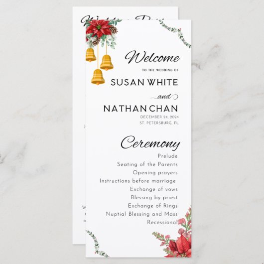 Weihnachtsfeiertag Blume Hochzeitsprogramm (Vorne/Hinten)