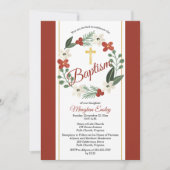 Weihnachtsfeiertag Blumenreath Baby Taufe Invit Einladung (Vorderseite)